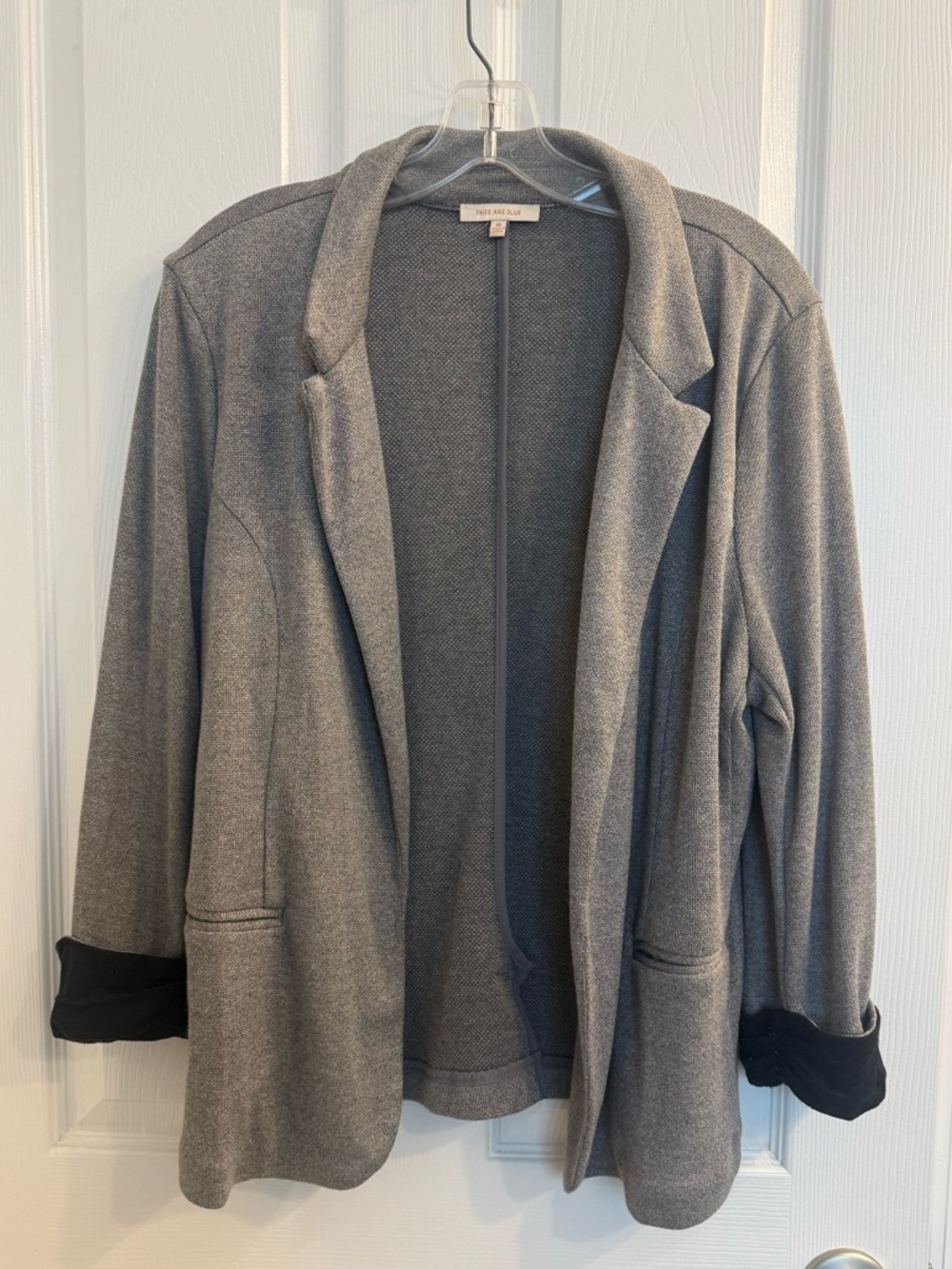 Skies Are Blue Open-Front Knit Blazer with Black Turn Cuffs